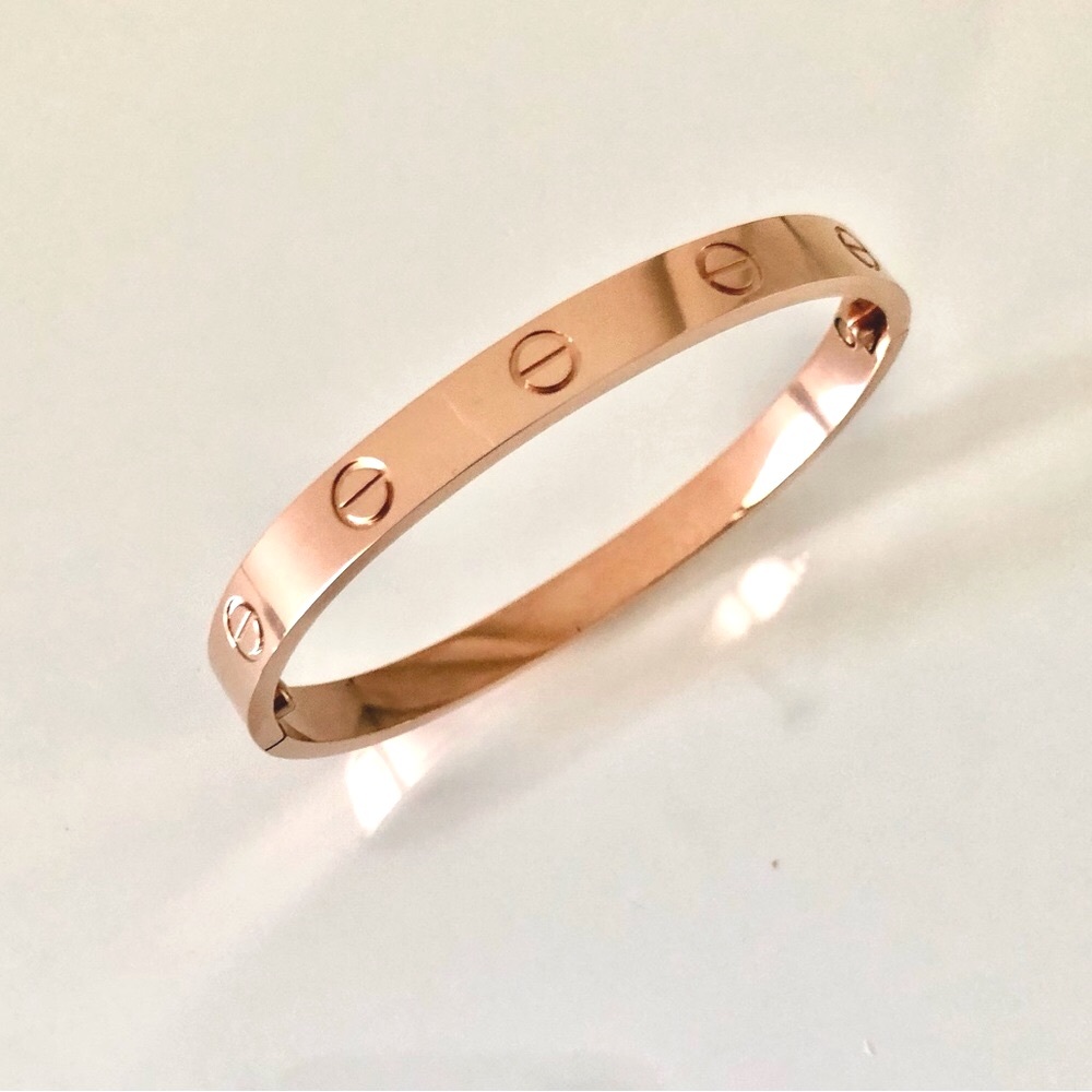 Rose Gold Screw Bracelet Cuff - Picture 5 of 8